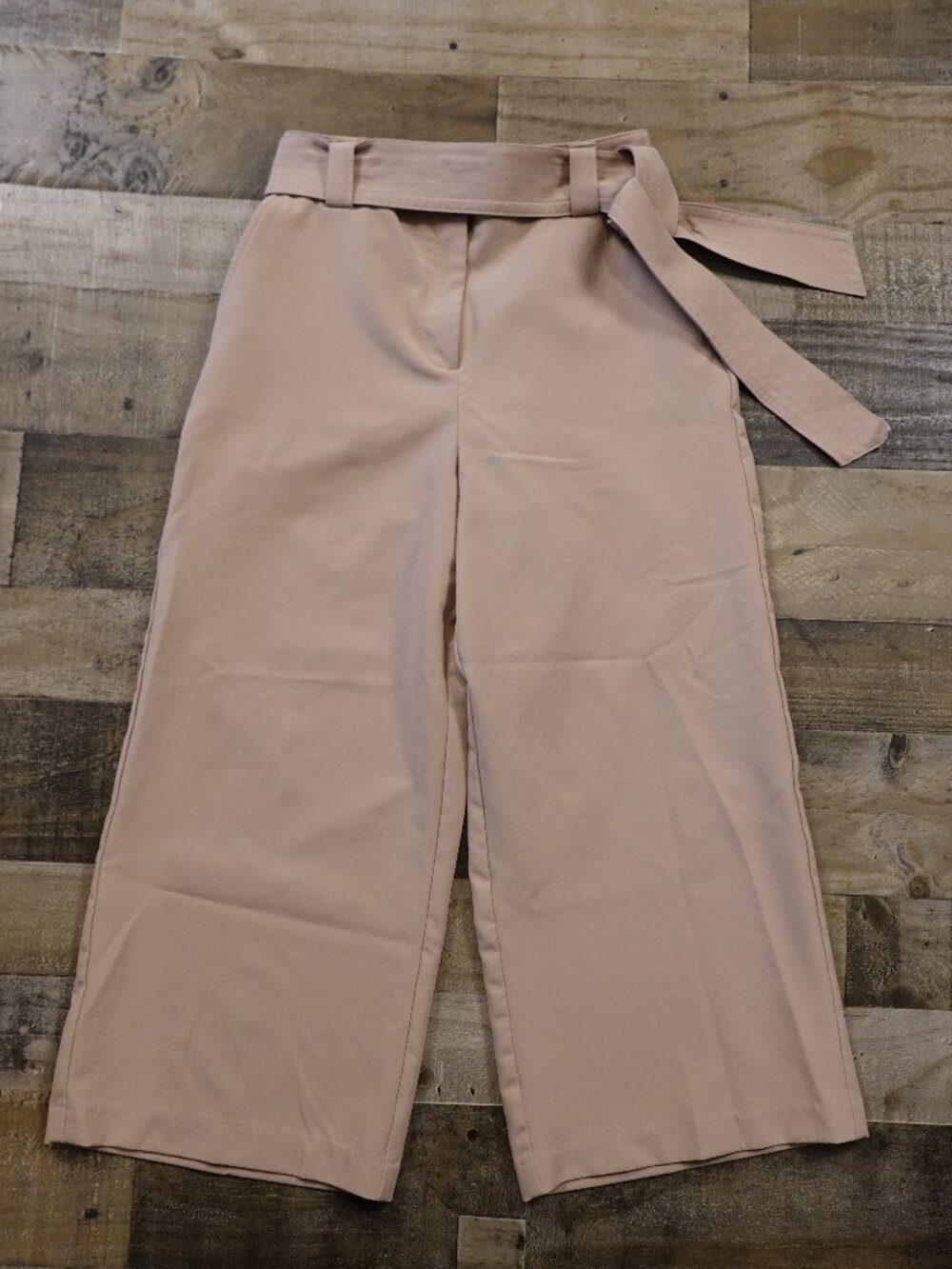 Joie Wide Leg Cropped‎ Pants Women’s Size 8 Beige Belted High Rise